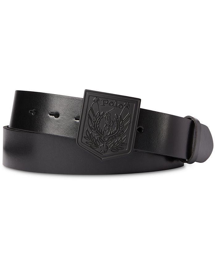 Polo Ralph Lauren Men's Shield-Buckle Leather Belt - Macy's