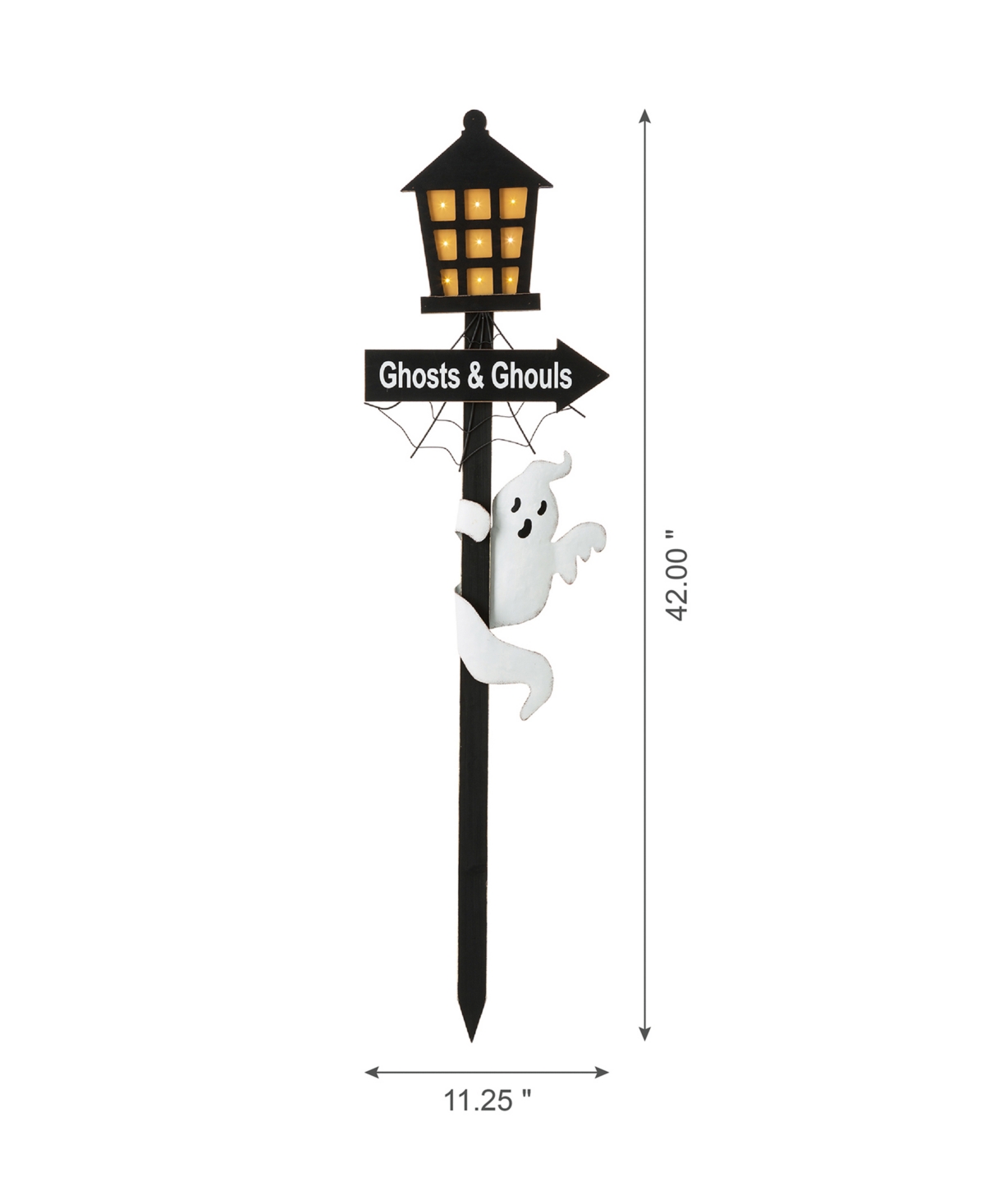 Glitzhome Lighted Halloween Wooden Haunted House Yard Stake