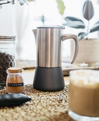 Milano Steel Stainless Steel Stovetop Espresso Maker Moka Pot 6 Espresso Cup Size 10 oz