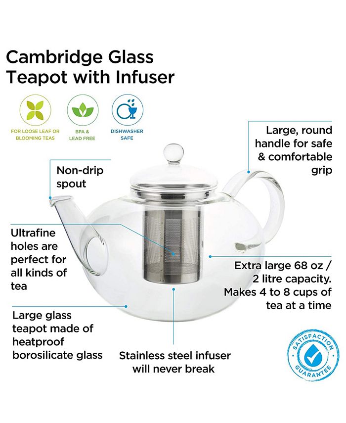 GROSCHE Cambridge Large Glass Teapot with Stainless Steel Tea Infuser ...