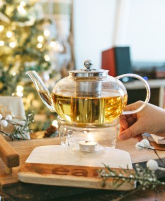 Joliette Hand Blown Glass Teapot with Stainless Steel Infuser, 42 fl oz Capacity