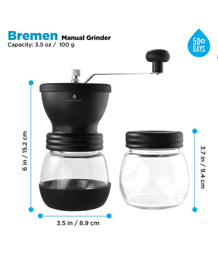 GROSCHE Bremen Manual Ceramic Conical Burr Coffee Grinder and Spice