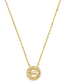 Women's Round Pave Logo Pendent Necklace