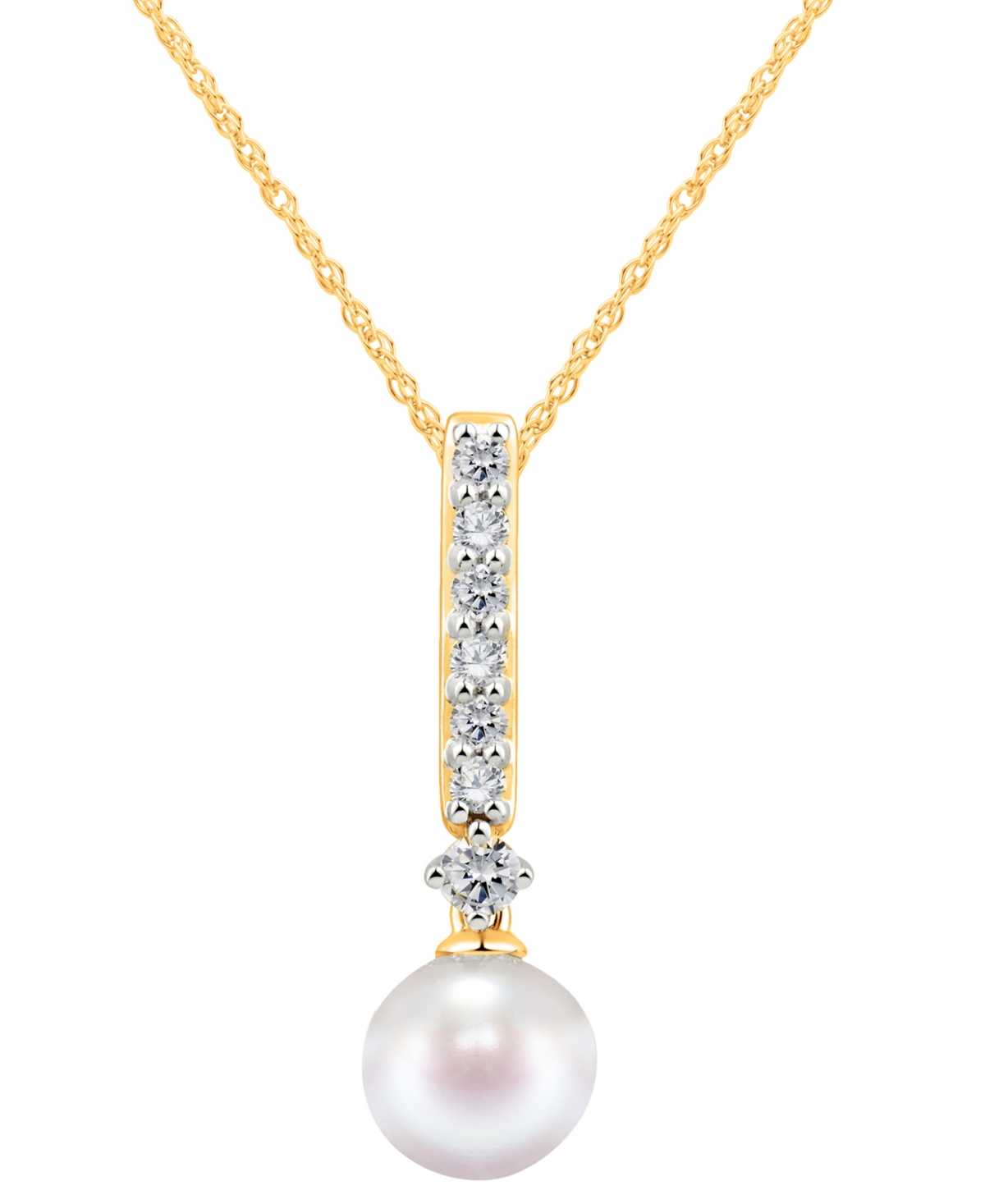 Honora Cultured Freshwater Pearl 7-7.5mm And Diamond 1/5 Ct. Tw. Pendant 18" Necklace In 14k White Gold (al