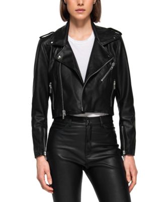 Dauntless - Faux Leather Cropped Biker Jacket