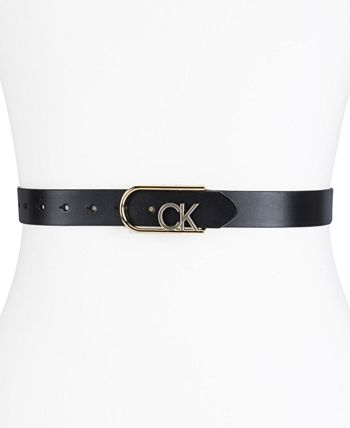 Calvin Klein - Two-Tone Monogram Buckle Leather Belt