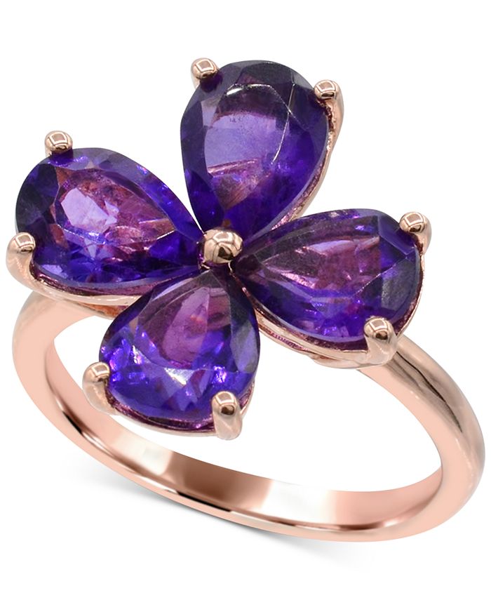 Macy s Amethyst Flower Statement Ring 3 1 20 ct. t.w. in 14K