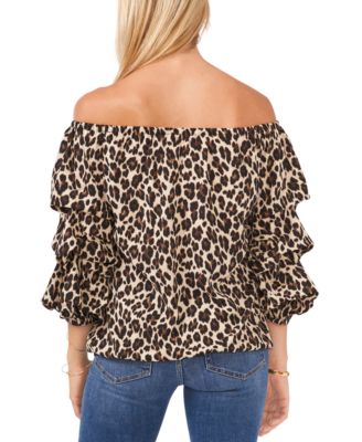 Vince Camuto Leopard-Print Off-The-Shoulder Top