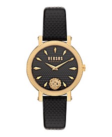 Women's Weho Black Leather Strap Watch 38mm