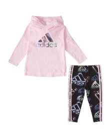 Baby Girls Long Sleeve Hooded Top and Printed Tights, 2 Piece Set