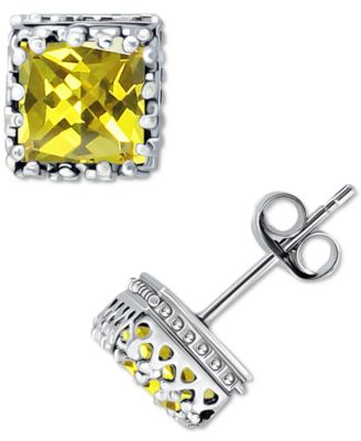 Cubic Zirconia Princess Stud Earrings in Sterling Silver