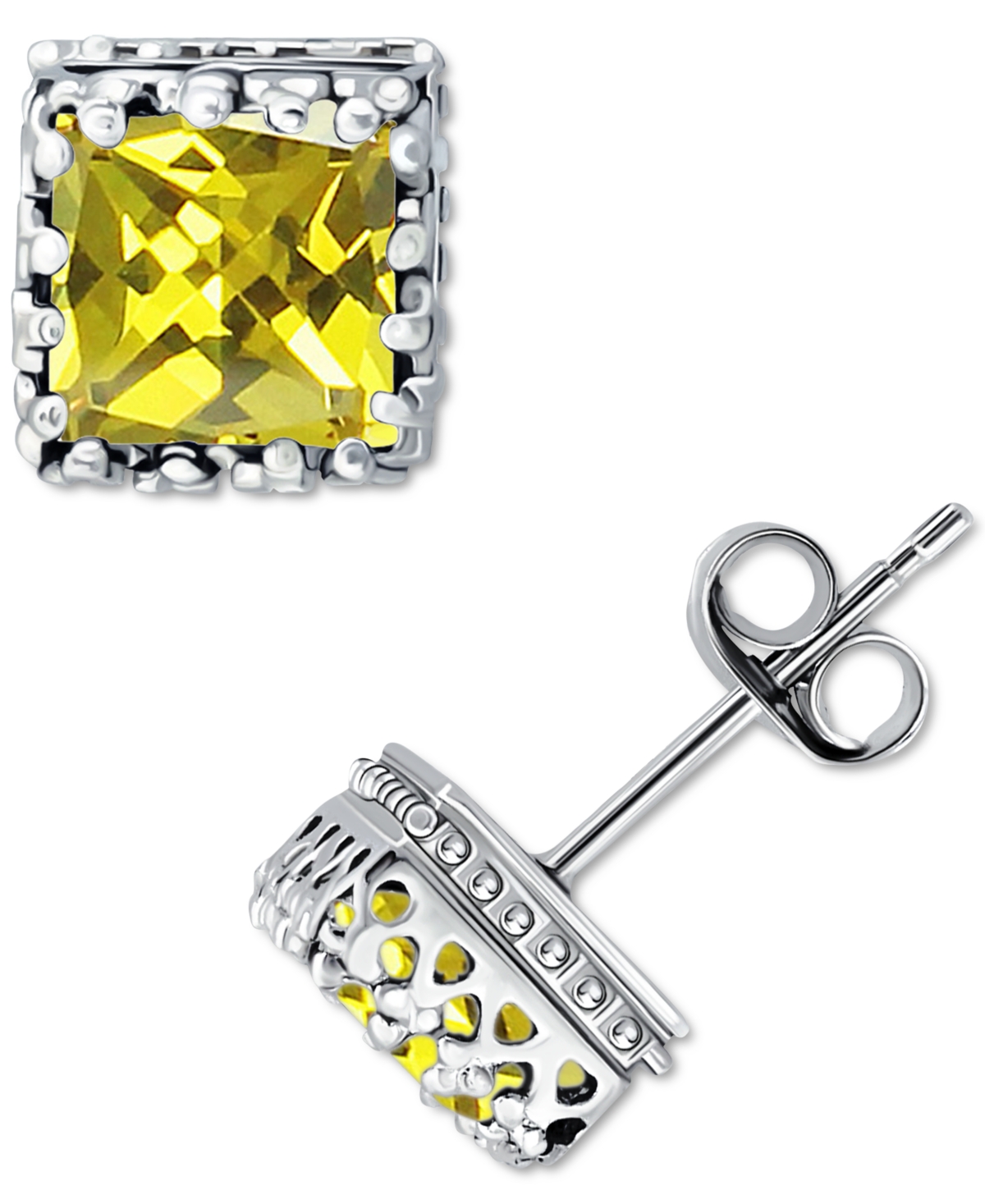 Giani Bernini Cubic Zirconia Princess Stud Earrings in Sterling Silver, Created for Macy's