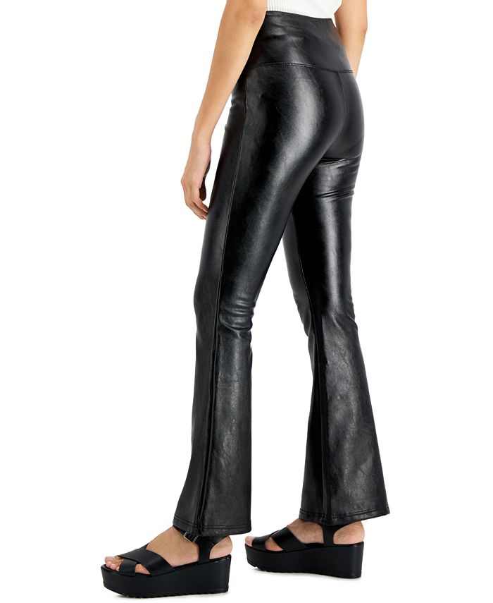 Tinseltown Juniors' Faux-Leather Flare Pants - Macy's
