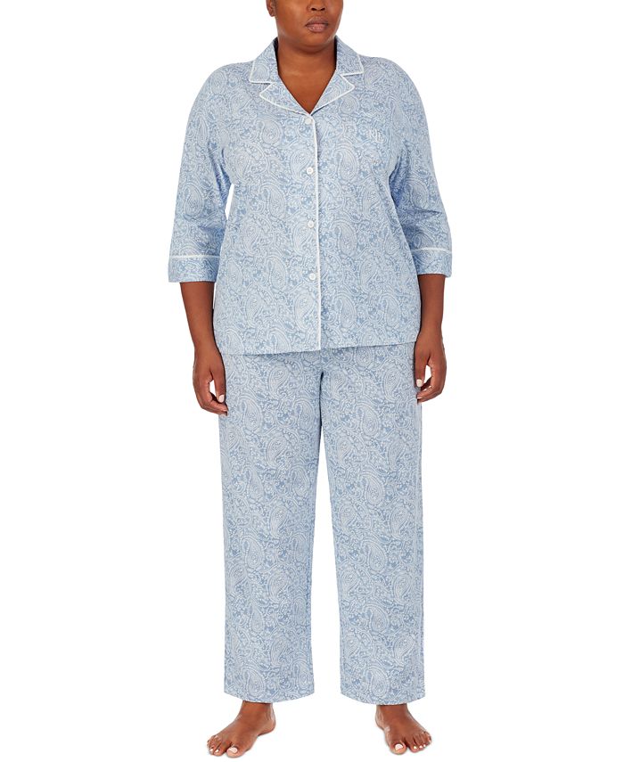 Lauren Ralph Lauren Plus Size Printed Cotton Pajamas Set & Reviews