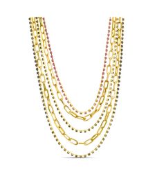 Women's 5-Row Mixed Chain and Rhinestone Chain Layered Necklace