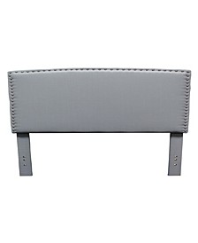 Edith Midcentury Upholstered Headboard with Nail Heads, Full/Queen