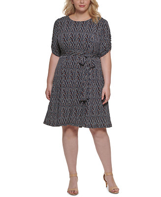 Jessica Howard Plus Size Ruched-Sleeve Dress - Macy's