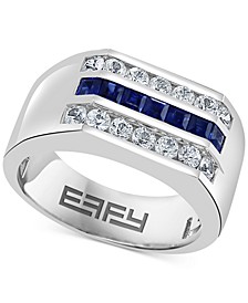 EFFY® Men's Blue Sapphire (7/8 ct. t.w.) & White Sapphire (1-1/4 ct. t.w.) Ring in Sterling Silver