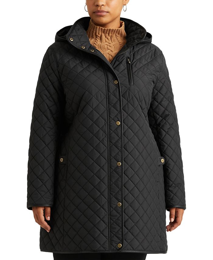 Lauren Ralph Lauren Plus Size Quilted Hooded Coat, Created for Macy's ...