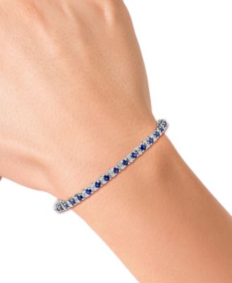 EFFY&reg; Sapphire (3-7/8 ct. t.w) & Diamond (1/4 ct. t.w.) Tennis Bracelet in Sterling Silver (Also available in Emerald and Ruby)