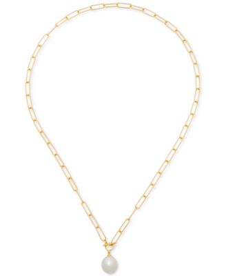 Cultured Freshwater Pearl (11 x 9mm) Paperclip Link 17" Pendant Necklace