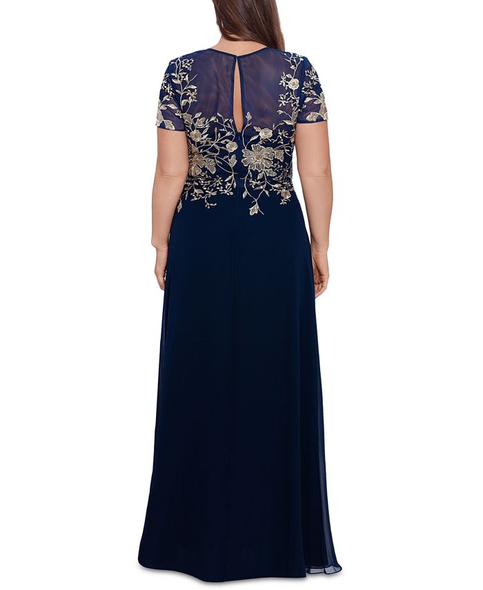 Betsy & Adam Plus Size Beaded Embroidered Gown - Macy's