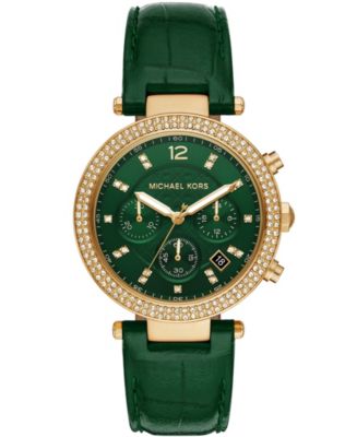 Michael Kors Gold-Tone Watch with Green Dial and Brown Leather Strap MICHAEL KORS MK7257 Mini Bradshaw Gold-Tone Green Dial  main image 2
