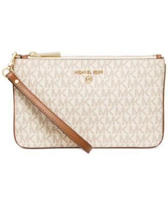 white leather wristlet