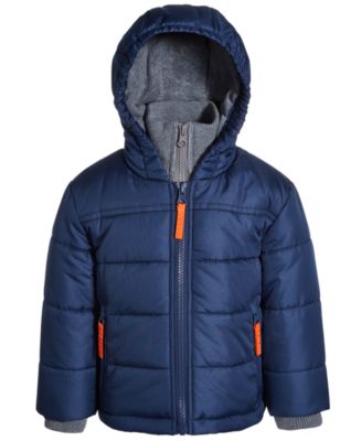 Rothschild Boys 8-20 Panel Puffer Jacket with Matching Hat