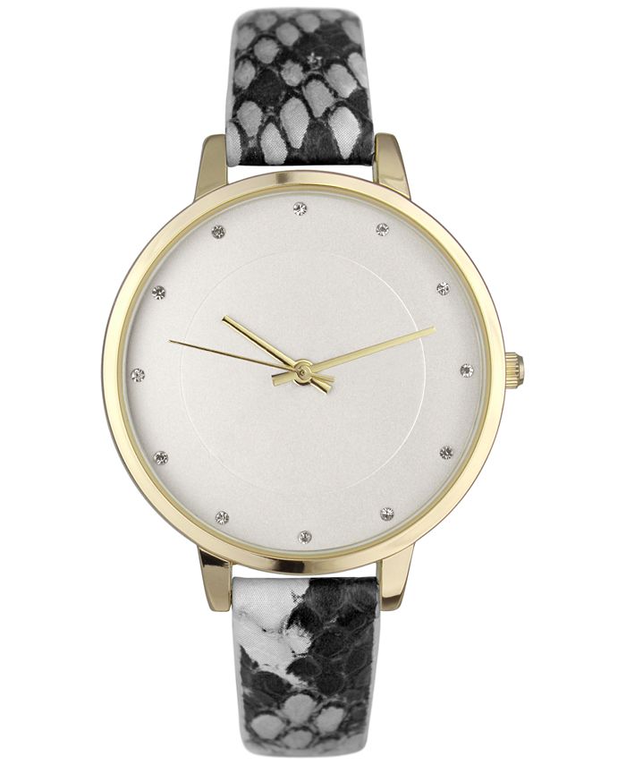 INC International Concepts Women's Gray Faux Snake Strap Watch 38mm