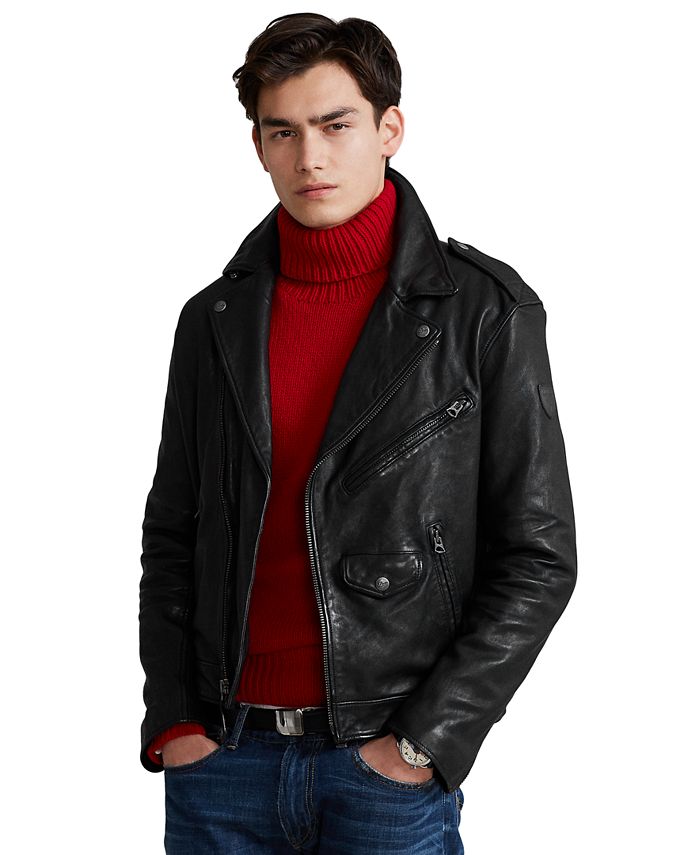 Polo Ralph Lauren Men's Iconic Leather Motorcycle Jacket & Reviews - Coats  & Jackets - Men - Macy's