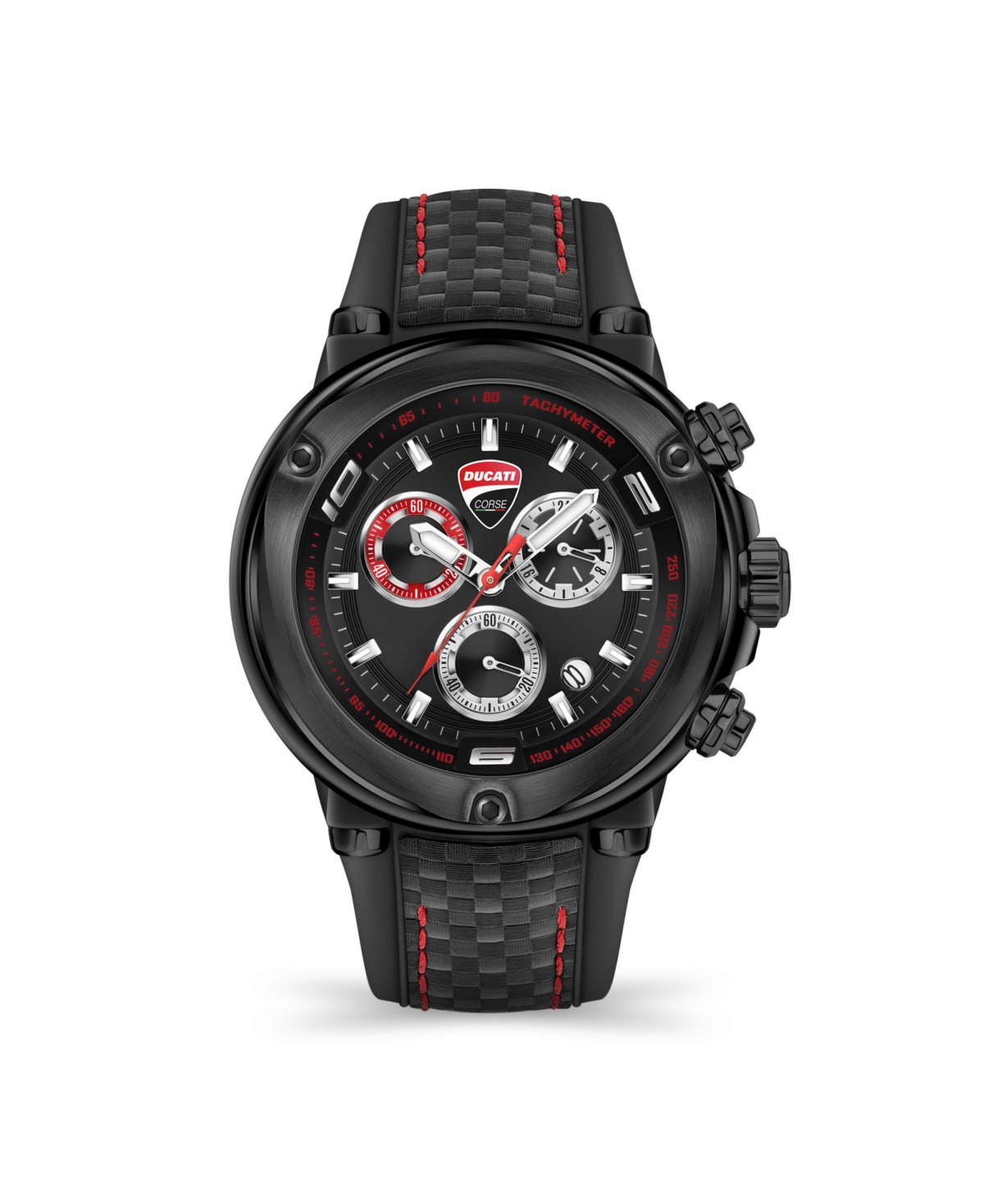 Ducati Corse Men's Partenza Chronograph Black Silicone Strap Watch 49mm