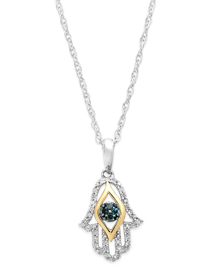 Macy s Diamond 1 10 ct. tw. Hamsa Pendant Necklace in Sterling