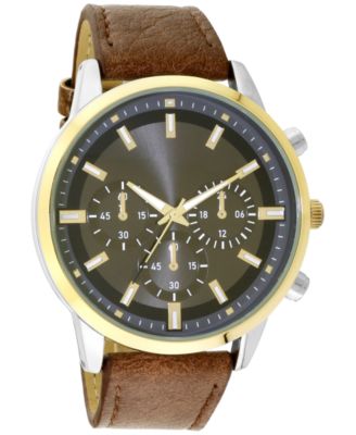 INC International Concepts Men's Brown Strap Watch 47mm