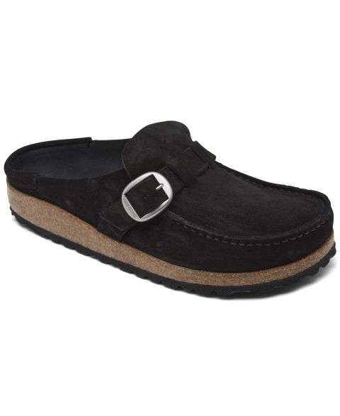 Женские сабо Birkenstock Buckley Suede Leather, цвет: Чёрный