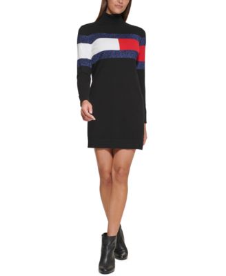 Tommy Hilfiger Metallic Flag Turtleneck Sweater Dress Macy s