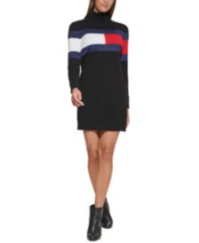 Metallic Flag Turtleneck Sweater Dress