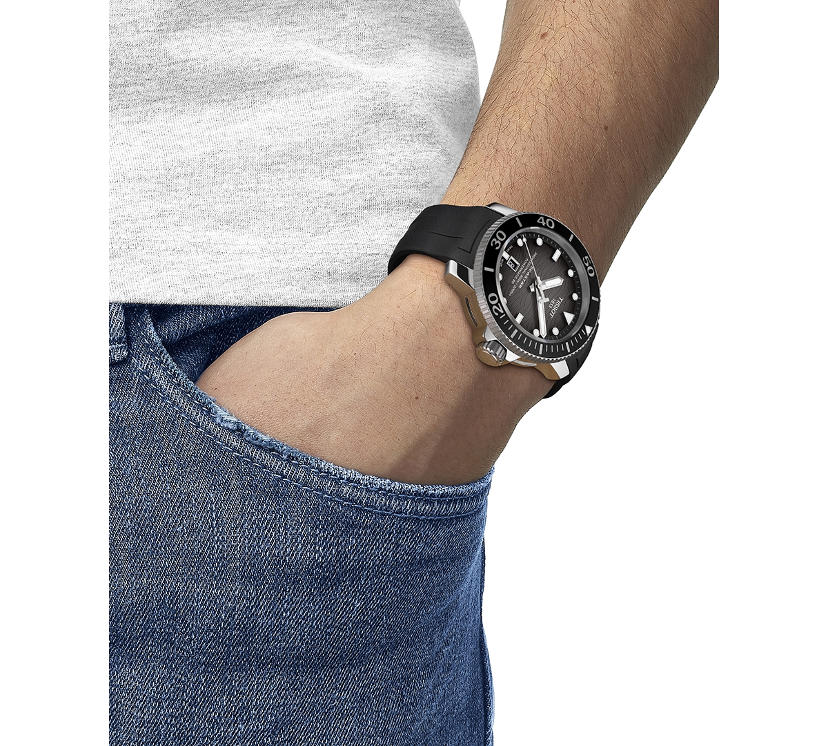 Shop Tissot Men's Swiss Automatic Seastar Black Rubber Strap Watch 46mm In No Color