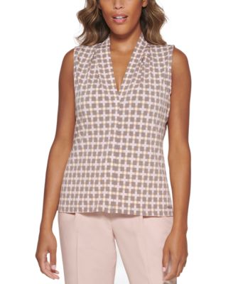 Calvin Klein - Petite Solid Sleeveless V-Neck Top