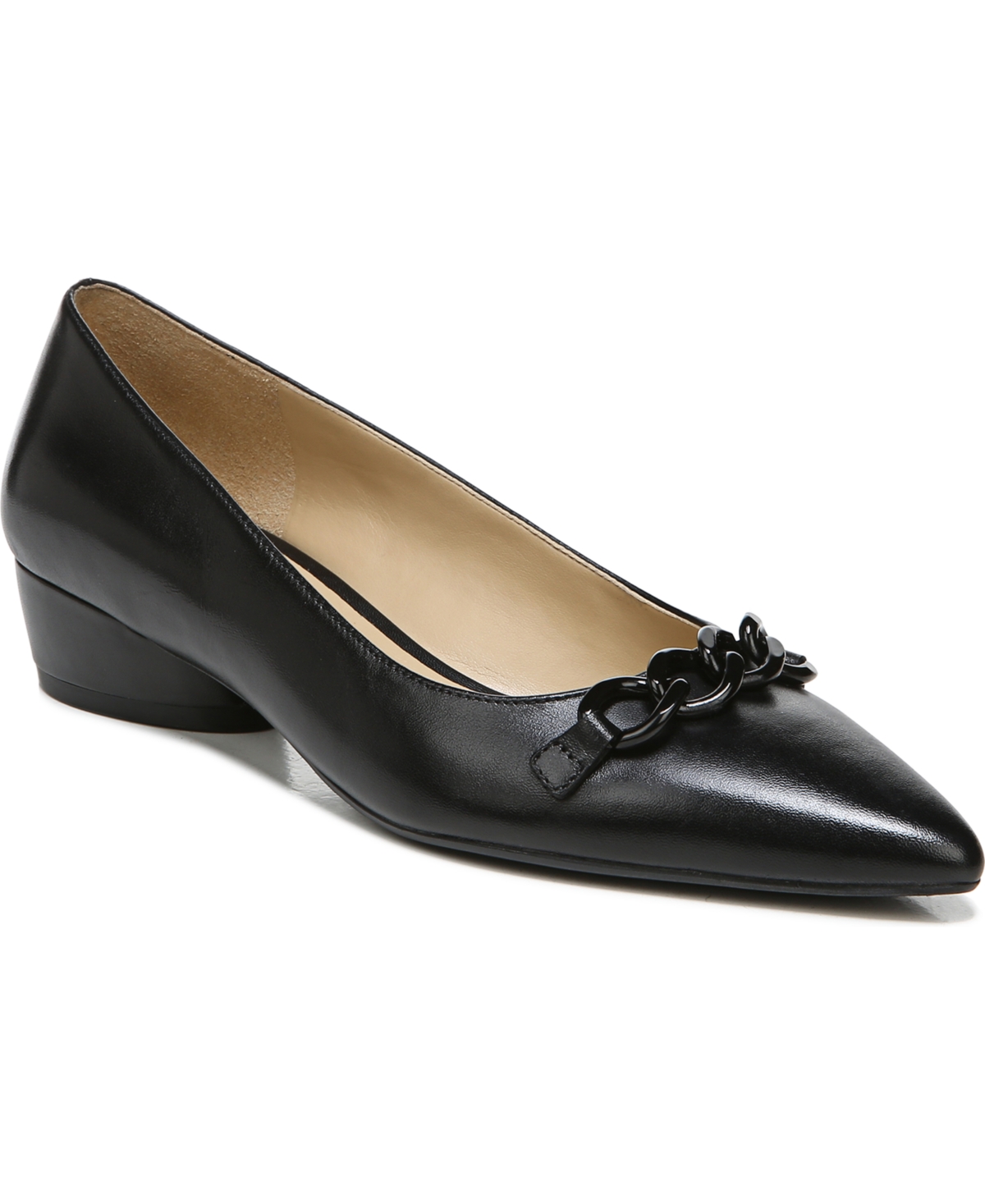 Naturalizer Becca Low-heel Pointed Toe Flats In Black Leather