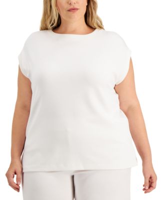 macys plus size white blouses