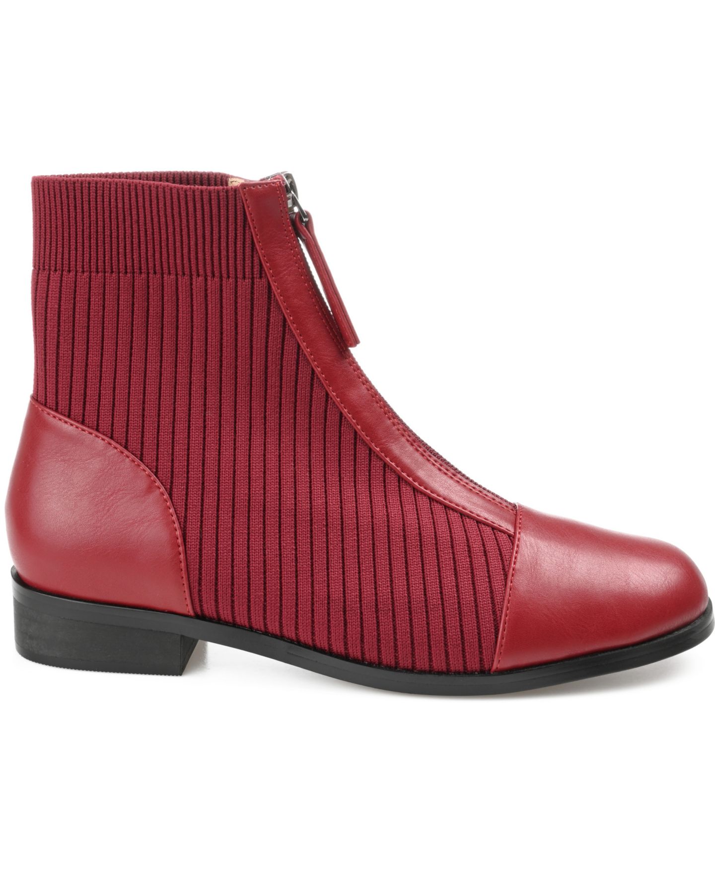 Женские ботинки Journee Collection Bexlie Front Zip Knit Ankle Booties, цвет: Чёрный — фото 6