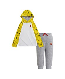 Little Boys Hooded T-shirt and Pants, 2 Piece Set