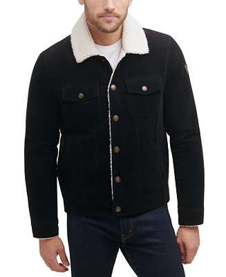 GUESS Men's Corduroy Bomber Jacket with Sherpa Collar - Macy's
