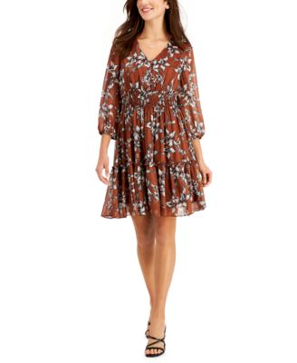 Taylor - Petite Floral-Print Fit & Flare Dress