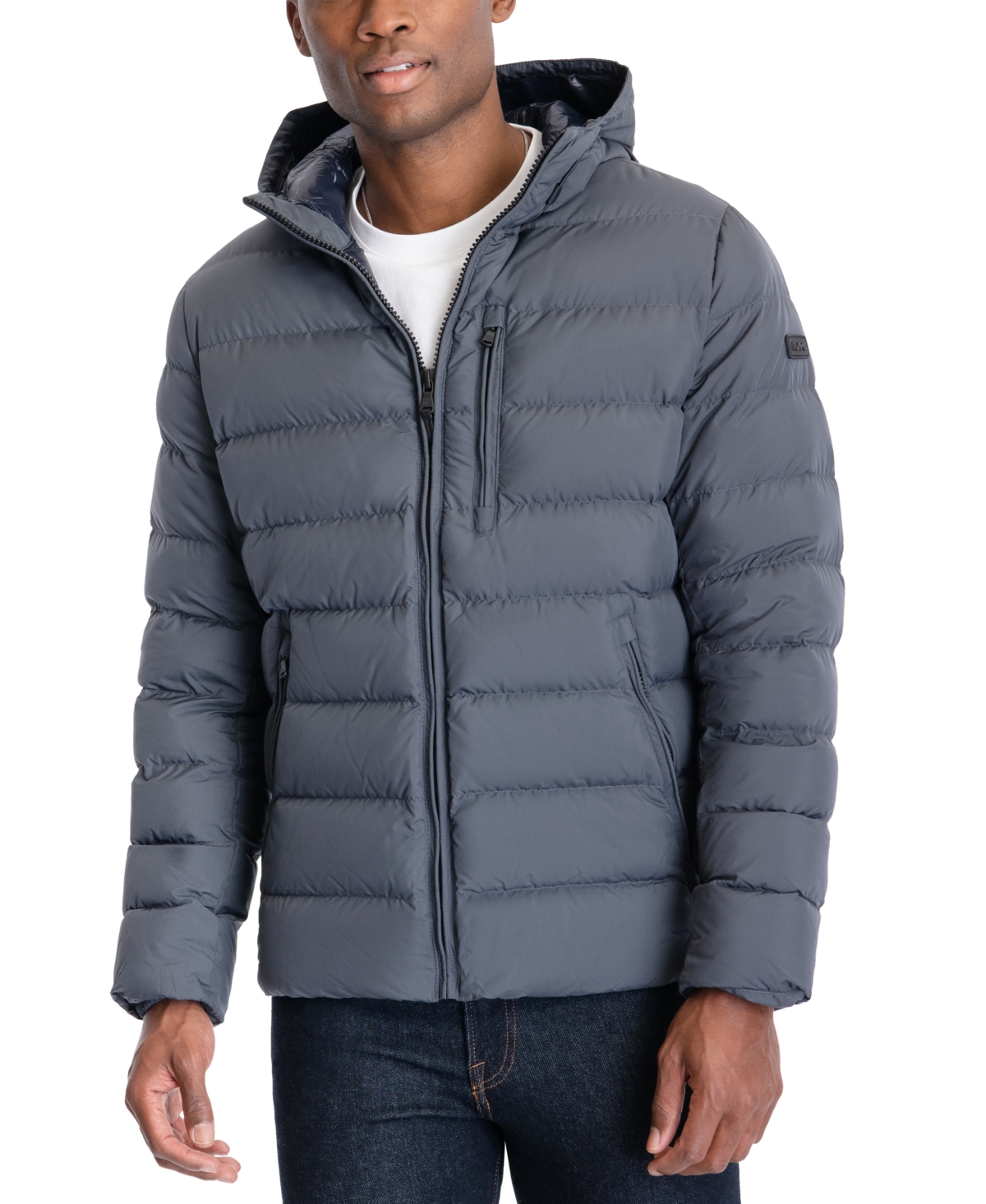 Michael Kors Men's Hooded Puffer Jacket, Created For Macy's In Gunmetal