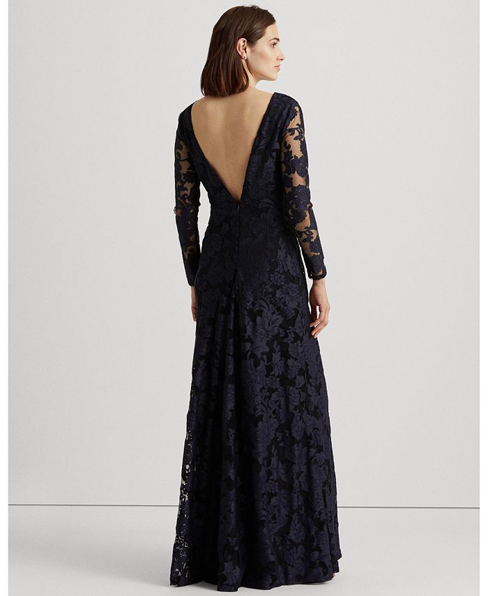 ralph lauren floral lace gown