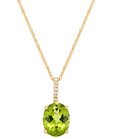 Peridot (2-3/4 ct. t.w.) & Diamond Accent Oval 18" Pendant Necklace in 14k Gold