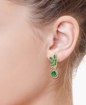 EFFY Collection - Emerald (5-1/4 ct. t.w.) and Diamond (1-1/4 ct. t.w.) Teardrop Earrings in 14k Gold or 14k White Gold