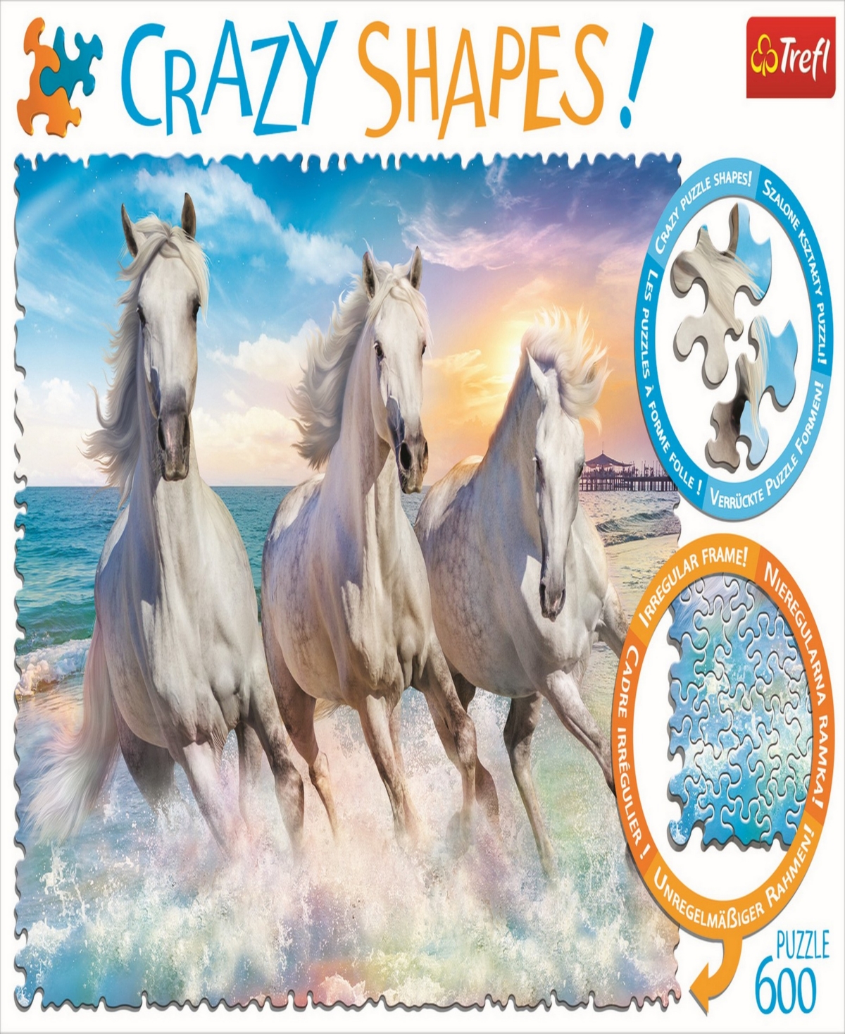 Shop Trefl Crazy Shape Jigsaw Puzzle Horses Gallop Among The Waves, 600 Pieces In Multicolor